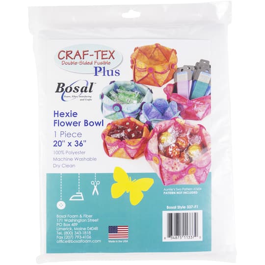 Bosal Craf-Tex Plus Hexie Flower Bowl Double Sided Fusible Stabilizer, 20&#x22; x 36&#x22;